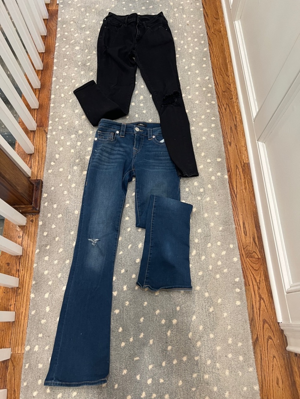 True Religion 2 pairs mid rise distressed jeans